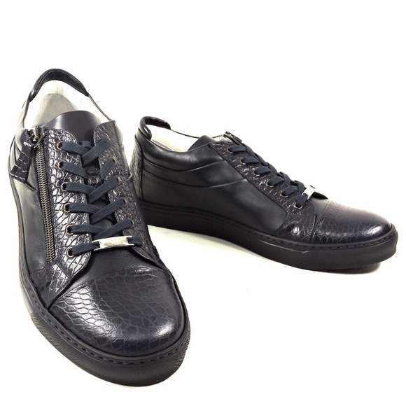 GOOD MAN 🇮🇹 MEN'S NAVY BLUE LEATHER COMFORT FASHION SNEAKERS - Picture 7 of 8